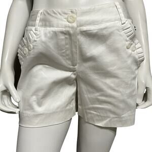 🌟Willi Smith White Cotton Casual Everyday Ruffle Pocket Shorts Sz-4